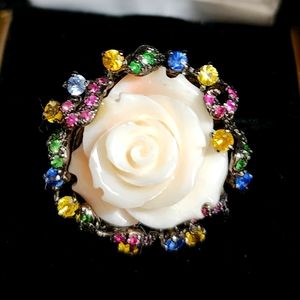 Coral & Sapphire Ring